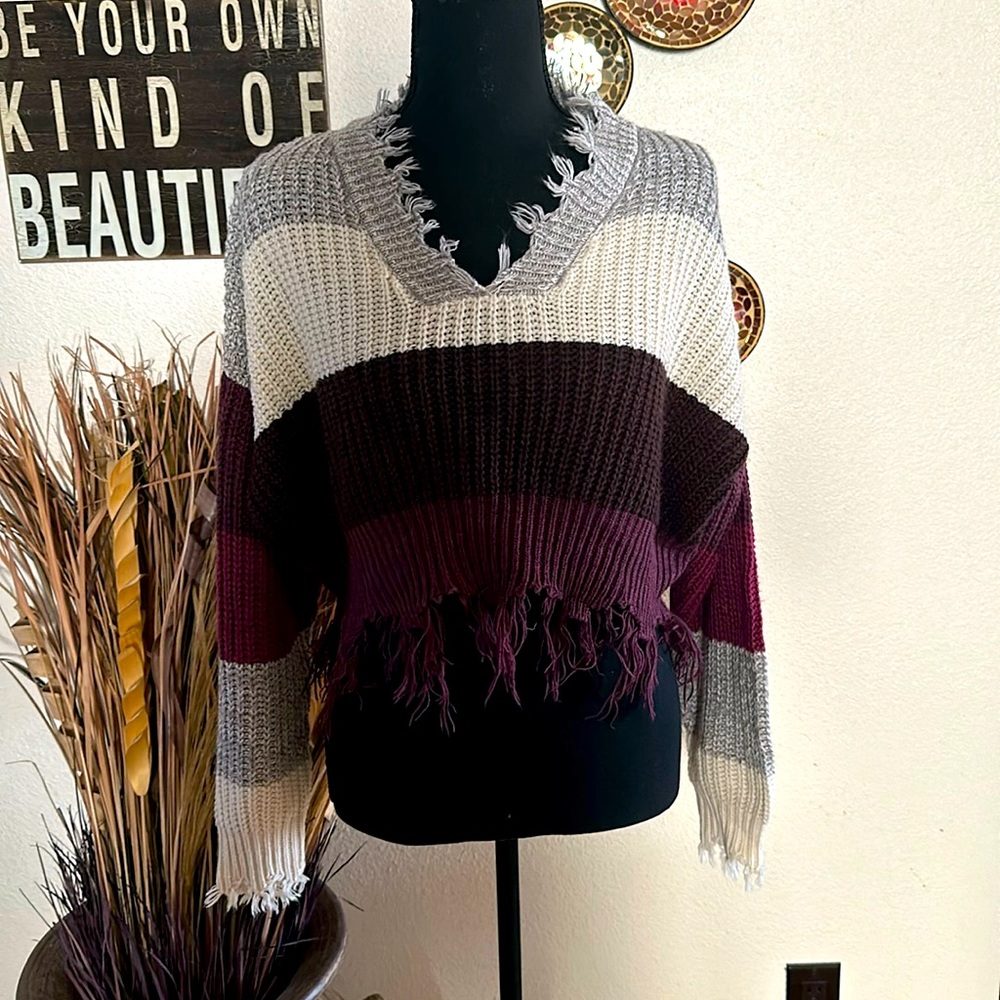 5 for $25- Coco+Jameson S fray ended sweater
